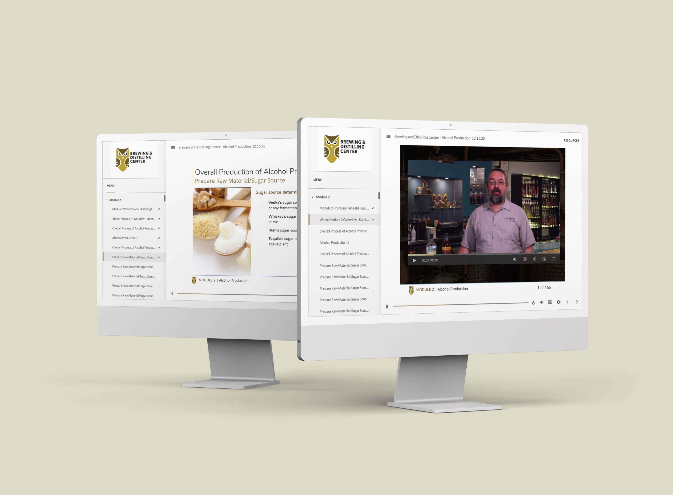 computer based training module for brewing distilling course