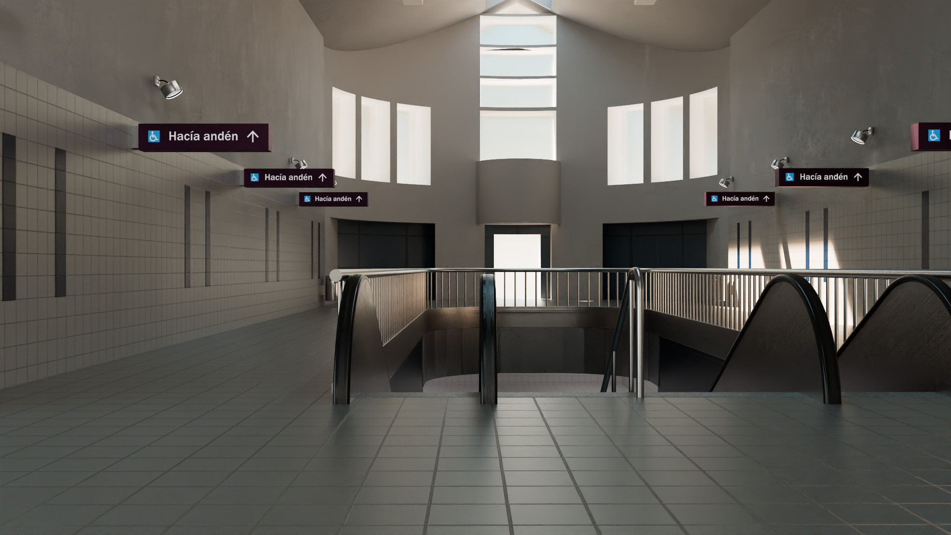 3D animation of train station ticketing