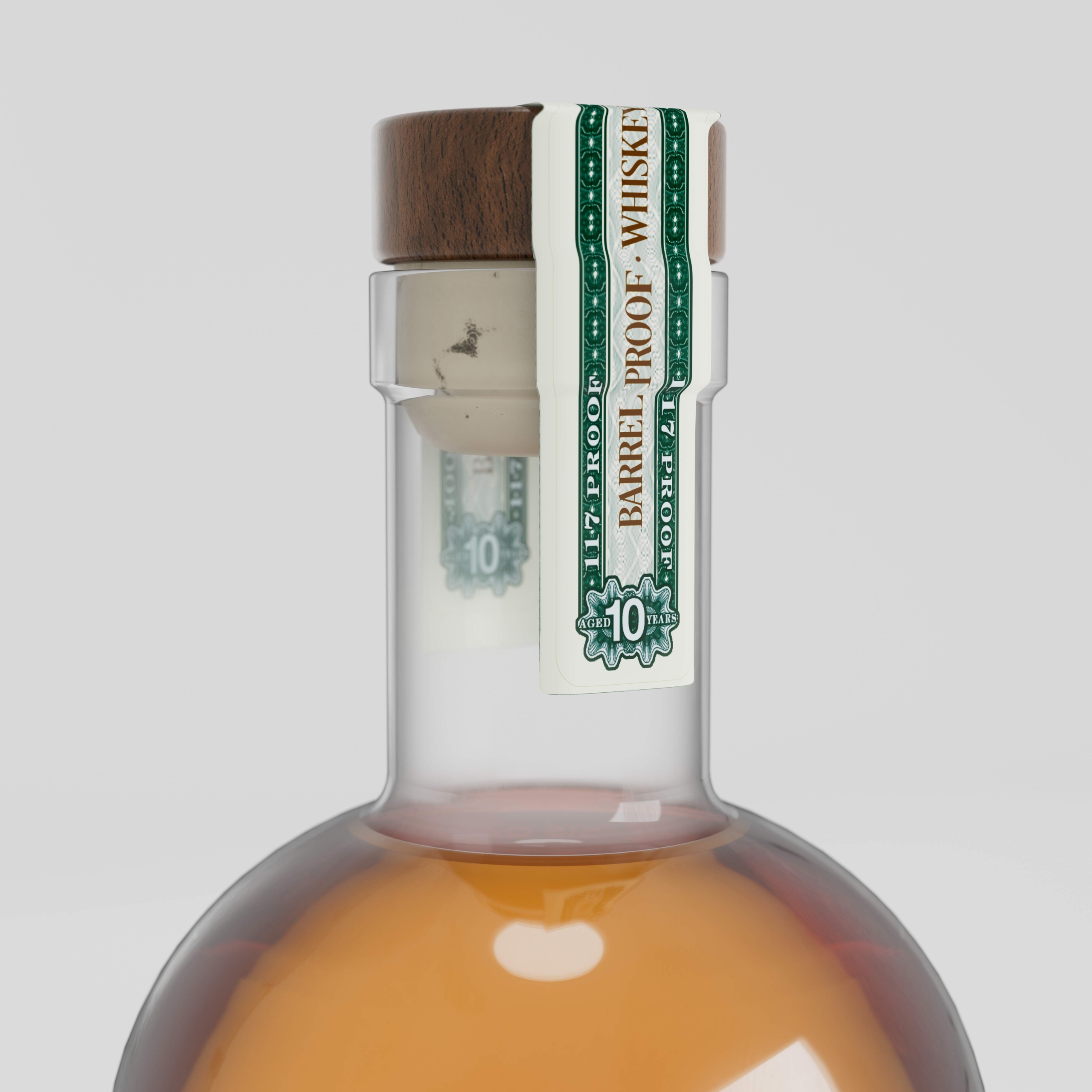 Photorealistic 3D product renderings of whiskey bottle