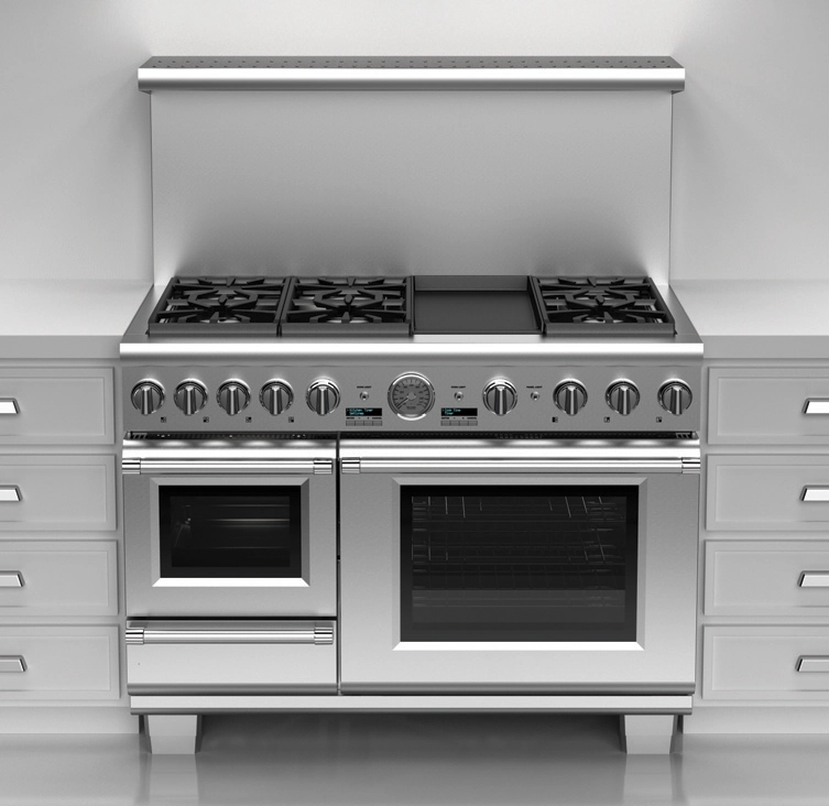 Professional-grade kitchen setup featuring a stainless steel range, ideal for showcasing culinary modules in E-Learning Design Services focused on hospitality and housekeeping training.
