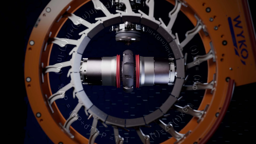 WYKO industrial animation visualizing complex manufacturing process through detailed internal machine components